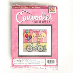 Canoodles Needlepoint Kit Enjoy Life Bike Ride 7.5" Bicycle Balloons 5052 New